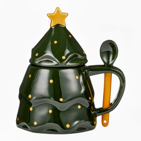 NEW Winter Garden Christmas Tree Mug Set with Spoon - Picture 2 of 6